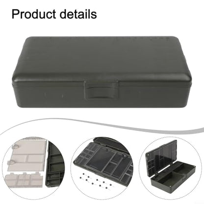 Carp Fishing Tackle Box with 10 Rig Pins, Deep Compartment for Spools and Tools, PVC Storage System for Leader Lines and Accessories, Black
