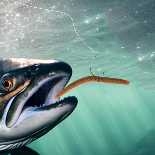 Senko Bait Soft Plastic Lures 5" Senkos 24 Pcs/100pcs for Wacky Rig Freshwater Fishing Green Pumpkin senko with Black Flake Pink Watermelon Double Color - style: Green Pumpkin Orange Red Flake