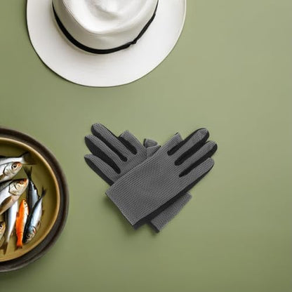 Fingerless Sun Protection Gloves for Fishing and Cycling, Breathable Mesh Fabric, Non-Slip Gray Driving and Outdoor Sports Gloves for Summer