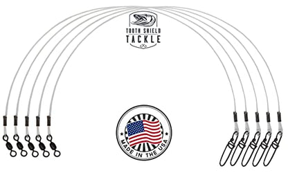 5 Pack 130 lb. Premium Fluorocarbon Tooth Shield Tackle Musky Leaders Muskie Pike Leader (Crane Swivel)