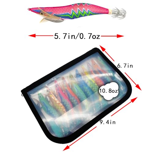 Squid Lures,Jigs Fishing Lures,Slowing Sinking Baits with Hooks- Freshwater and Saltwater Minnow Jerkbait Crankbait(Pack of 10pcs)