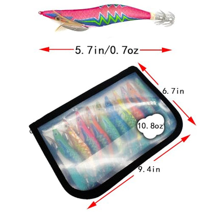 Squid Lures,Jigs Fishing Lures,Slowing Sinking Baits with Hooks- Freshwater and Saltwater Minnow Jerkbait Crankbait(Pack of 10pcs)