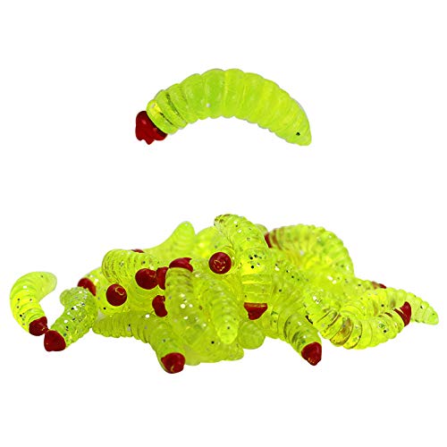 50PCs 2.4cm Maggot Soft Baits, Fresh Water Fishing Bait, Soft Fishing Lures, Bass Fishing Worms, for Lake Fishing Freshwater Saltwater Lake Ice Sea Fishing, Mackerel, Mullet - color: C