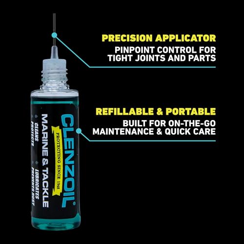 CLENZOIL Marine & Tackle - Fishing Gear Oil Lubricant - for Fish Care Reels, Boat Motors, Downriggers & More - Easily Oils Applicator - size: 0.5 oz Needle Oiler
