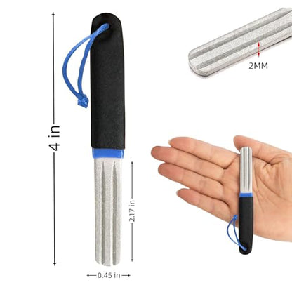 1 Piece Fishing Hook Sharpener Diamond File with Handle, Portable Double-Sided Fine and Medium Grit Hook File for Sports Fishing