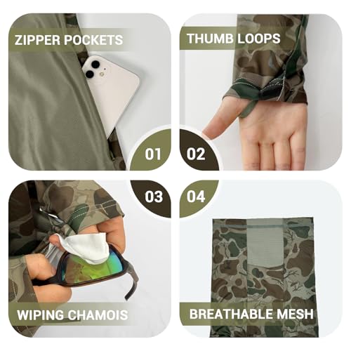 Palmyth Hunting Hoodie with Mask for Men Sun Protection Camo Fishing Shirts | UPF 50+, Mask Neck Gaiter, Quick Dry, 2 Zipper Pockets, Side Mesh Vent, Thumb Loops, Moisture Wicking, Stretchy, Breathable - color: Dotshade Antler, size: Medium