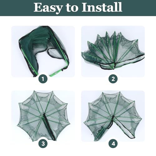 1/2 Pcs Fishing Traps Foldable, Crawfish Trap Minnow Trap Shrimp Net Portable, Crab Fish Traps Cast Nets for Fishing