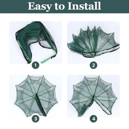1/2 Pcs Fishing Traps Foldable, Crawfish Trap Minnow Trap Shrimp Net Portable, Crab Fish Traps Cast Nets for Fishing