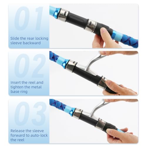 Surf Rod Saltwater 9ft- 4-Piece Carbon Fiber Surf Fishing Rods, Portable Travel Surf Spinning Rod with 20-40lb Power Green Blue - color: Blue, size: 15FT Surf Rod