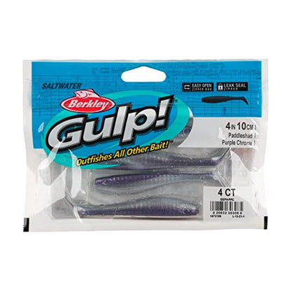Berkley Gulp! Saltwater Paddleshad Fishing Soft Bait - color: Purple Chrome, size: 4"