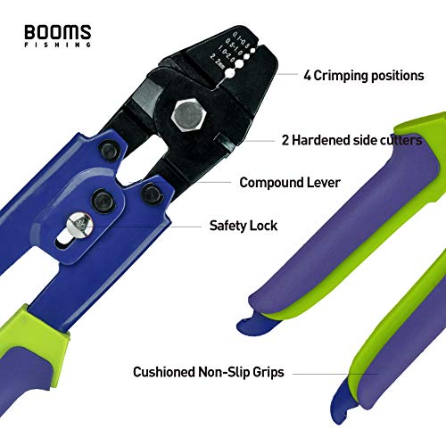 Booms Fishing CP1 Fishing Crimping Pliers, High Carbon Steel Fishing Plier Wire Rope Leader Crimping Tool, 10 inch Crimpers Swager with Ergonomic Handle - style: Blue Crimper Only