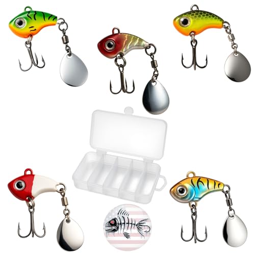 5pc Ice Jig Minnows Fishing Lure - Ice Fishing Bass Trout Walleye Pike Crappie Salmon Saltwater Freshwater Spinner Hard Crankbait Treble Hook Jig Kit - size: Size 7g