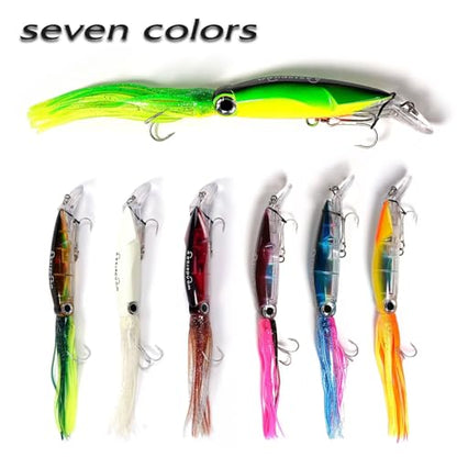 Wondersee Squid Fishing Bait Soft Hard Lures Kit Swimbait Crankbait Jig Simulation Weighted Holographic 4 PCS - color: pink&blue