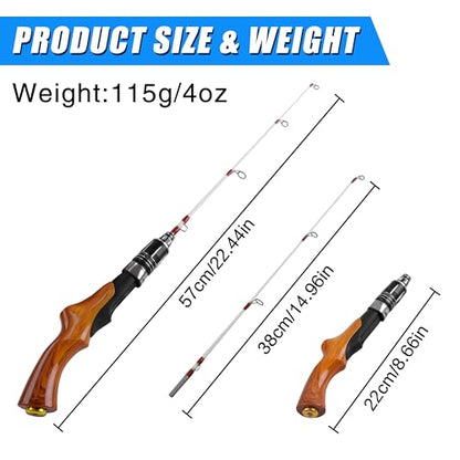 Ice Fishing Rod Lightweight Ice Fishing Gear Portable Spinning Rod 23" Ice Fishing Pole Winter for Trout Walleye Perch Panfish Crappie - style: Ice Fishing Rod
