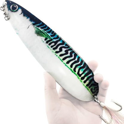 Magnum Flutter Spoon Deep Sea Jigging Fishing Lures, 7.5-9 Inch Large Hard Metal Sinking Trolling Casting Striper Fishing Spoon Baits for Striped Bass, Salmon, Walleye, Saltwater, Freshwater - color: C3 - 9" Classic - Mackerel