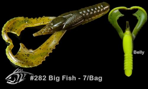 Lunker City Fishing Karate Craw 3" or 4" Soft Plastic Crawfish Bass Lure Open Claws Bait, 7 Per Bag, Made in The USA - color: #282 Big Fish, size: 3"
