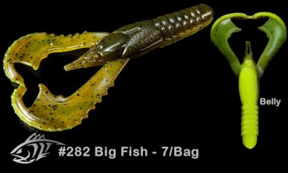 Lunker City Fishing Karate Craw 3" or 4" Soft Plastic Crawfish Bass Lure Open Claws Bait, 7 Per Bag, Made in The USA - color: #282 Big Fish, size: 3"