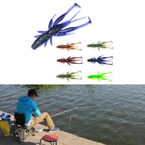 8 PCS Soft Crawfish Lures Fishing Craw Baits Artificial Lures Baits Swimbait for Carp Bass Crawfish Lure Artificial Swimbait Outdoor - color: yellow green 3