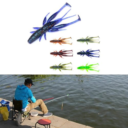 8pcs Soft Crawfish Baits Artificial Baits Floating Shrimp Lobster Baits Crayfishs Lure Swimbait Elastic Simulation Baits - color: yellow green 3