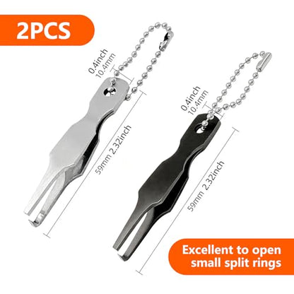 Split Ring Pliers Fishing Lure Tool for Small Rings Mini Key Ring Opener | Stainless Steel Micro Tweezers to Open Small Jump Rings for Jewelry Making and Quick Hook Removal 2 Pack
