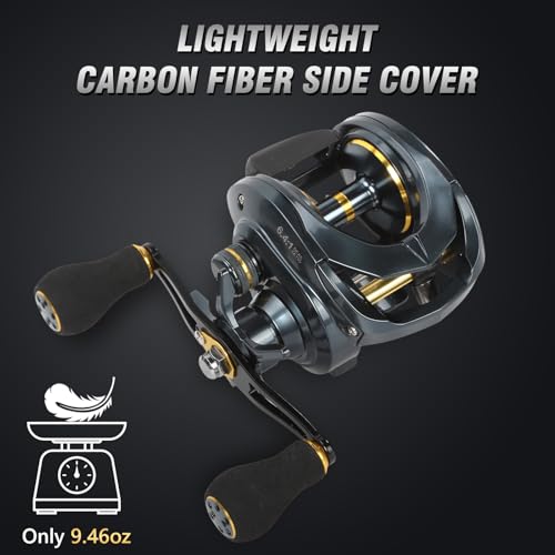 Baitcaster Reels 6.4:1 High-Speed Gear Ratio 33LB Max Drag 8+1 Bearings | Baitcasting Fishing Reel Lightweight Saltwater & Freshwater Fishing Reel for Bass and Pike - color: Blue-Right