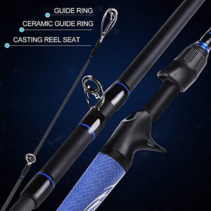 Sougayilang Speed Bass Fishing Rods, Porable Light Weight High Carbon 4 Pc Blanks for Travel Freshwater Fishing-Spinning & Casting