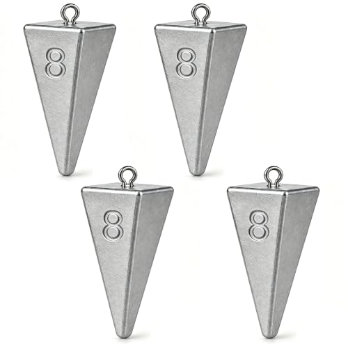 Pyramid Sinkers Fishing Weights, Saltwater Fishing Sinkers for Surf Fishing Gear Tackle - 1oz, 2oz, 3oz - style: 8 Ounce-4pcs