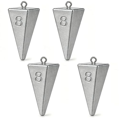 Pyramid Sinkers Fishing Weights, Saltwater Fishing Sinkers for Surf Fishing Gear Tackle - 1oz, 2oz, 3oz - style: 8 Ounce-4pcs