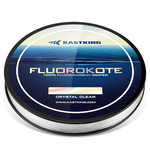 KastKing Fluorokote 100% Fluorocarbon Coated Fishing Line, Fluorocarbon Leader, Extreme Clarity,Fast Sinking,Shock Resistant, High Abrasion Resistance - size: 17LB(150Yard)