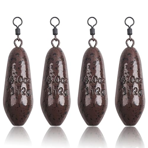 Carp Fishing Weight Sinkers,Coated Tapered Flat Pear Carp Fishing Sinkers with Rolling Swivel Carp Coarse Fishing Gear Tackle 2oz 2.5oz 3oz 3.5oz 4oz - size: 4oz-4pcs, style: Water Drop Shape