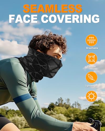 4Pack Neck Gaiter for Men Women Face Cover Mask Head Wrap Balaclava Headwear Bandana Headband Magic Scarf - color: A-black-stripes2