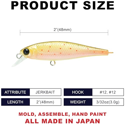 LUCKY CRAFT Pointer 48S, Sinking, Freshwater Lake Bass Fishing Lure, Jerkbait, Silent, Fishing Gear, Fishing Accessories, Fishing Tackle, Rainbow Trout, Brown, Brook, Tiger Perch - color: 803 Brown Trout