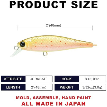 LUCKY CRAFT Pointer 48S, Sinking, Freshwater Lake Bass Fishing Lure, Jerkbait, Silent, Fishing Gear, Fishing Accessories, Fishing Tackle, Rainbow Trout, Brown, Brook, Tiger Perch - color: 803 Brown Trout