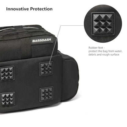 BASSDASH Convertible Fishing Backpack Sling Bag with Rod Holder, Adjustable Tactical Water-Resistant Tackle Storage Pack FP07 - color: Black, size: Standard