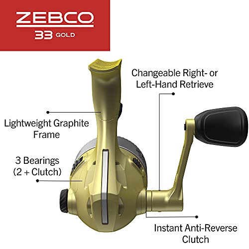 Zebco 33 Gold Spincast Fishing Reel, Changeable Right or Left-Hand Retrieve, All-Metal Gears, Pre-Spooled with Zebco Cajun Fishing Line - size: 10 (Clam Packaging), style: 33 Gold Micro Triggerspin (Clam Pack)