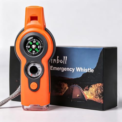 Emergency Survival Function Whistle, Outdoor Multifunctional Tool Safety Whistle with Lanyard, Ideal for Kayaking, Boating, Hiking, Camping, Climbing, Hunting, Fishing, Rescue Signaling - color: Orange 2pcs