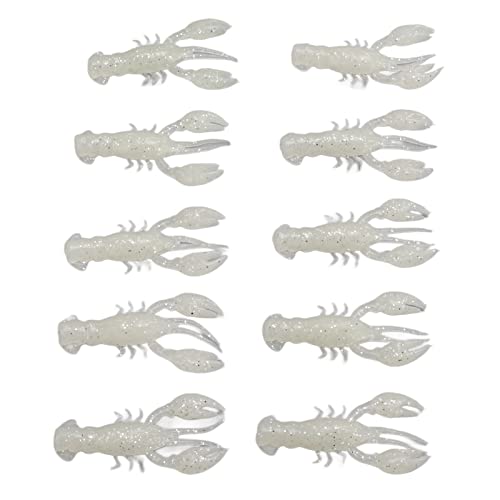 10pcs Crawfish Soft Lure Fishing Lure Crawdad Bait PVC Shrimp Artificial Soft Lure Baits for Bass Fishing Crayfish Baits Swimbait - color: Luminous
