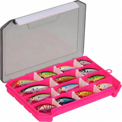 2-Pack Fishing Tackle Boxes,Small Tackle Trays with Adjustable Dividers for Hooks, Weights, Swivels, Hard Lures (Pink) - color: 2 Pack Pink(Size: 8" L x 5.5" W x 1" H)