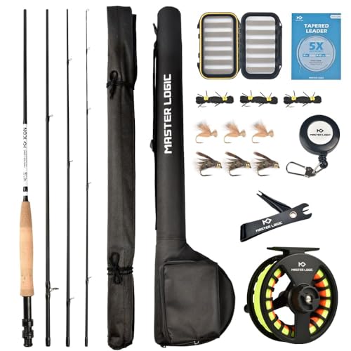 Fly Fishing Rod and Reel Combo Starter Kit, Graphite Fly Rod with Cork Handle, Die Cast Aluminum Reel, Fly Box Case & Fishing Flies and Carrying Case and Accessories - style: 5/6wt - 9' - 4 Pc