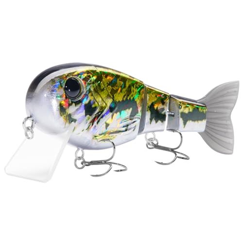 BASSROCK Topwater Fishing Lures for Bass Pike Salmon Floating Swimbait Jointed Crankbait Freshwater Saltwater 4.9in/1.76oz RK1001 - color: Pink Back, size: 4.9in/1.76oz