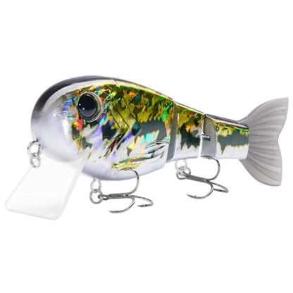 BASSROCK Topwater Fishing Lures for Bass Pike Salmon Floating Swimbait Jointed Crankbait Freshwater Saltwater 4.9in/1.76oz RK1001 - color: Baby Bass, size: 4.9in/1.76oz
