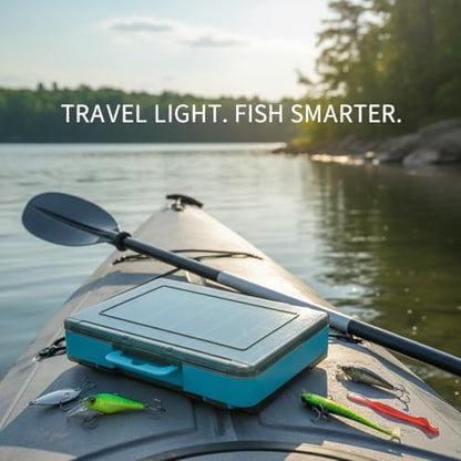 Double-Sided Fishing Lure Box, Slim PU Leather Tackle Organizer for Kayak & Travel, 13 x 3.3 x 1.6 Inches - color: Blue