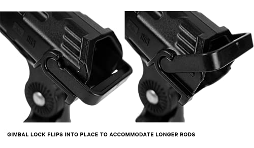 YakAttack AR Tube Rod Holder with LockNLoad Track Mount | Spinning & Casting Rod Compatible | Marine Grade Polymer | Fishing Kayak Track Mount Accessories | Made in the USA