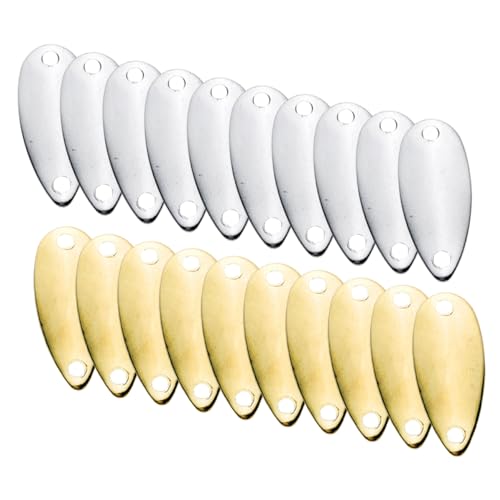 KOMBIUDA 20pcs Metal Fishing Lure Blades Portable DIY Fishing Bait Accessories Reusable Lightweight Lure for Gold