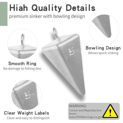 Pyramid Sinkers -18 Pieces - Tangle-Free Saltwater Surf Fishing Weights with 2PCS Sinker Slider for Ocean, Beach, Pier Fishing Gear Tackle - style: 18pcs-5oz