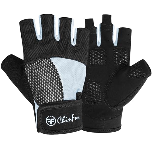 ChinFun Kayaking Gloves 3/4 Finger - Provide Cushioning and Protection, with Resistant Palm and Grip, Easy to Take on and Off, Perfect for Diving, Sailing, Kayaking - Men, Women, Youth - color: Blue, size: Large