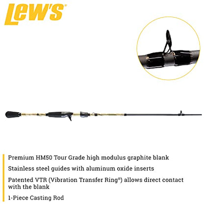 Lew's American Hero Tier 1 Casting Fishing Rod, HM50 Graphite Blank with Stainless Steel Guides, Split Grip EVA Handle, Multicam - size: 6'10", style: 6'10"