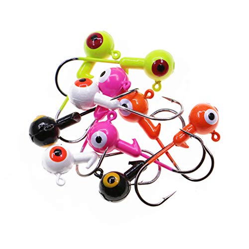 Fishing Lures Jig Heads,Ball Heads 1/32oz-1oz,Sharp Fishing Hooks for Freshwater or Saltwater - color: Assorted, size: 1OZ 10PCS