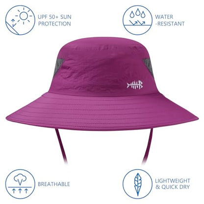 BASSDASH UPF 50+ Breathable Sun Hat with Removable Face Cover and Neck Flap Wide Brim Bucket Hat for Fishing Hiking Men Women - color: Purple Orchid