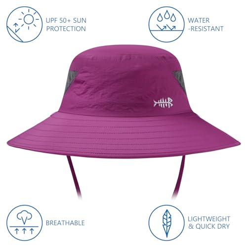 BASSDASH UPF 50+ Breathable Sun Hat with Removable Face Cover and Neck Flap Wide Brim Bucket Hat for Fishing Hiking Men Women - color: Purple Orchid